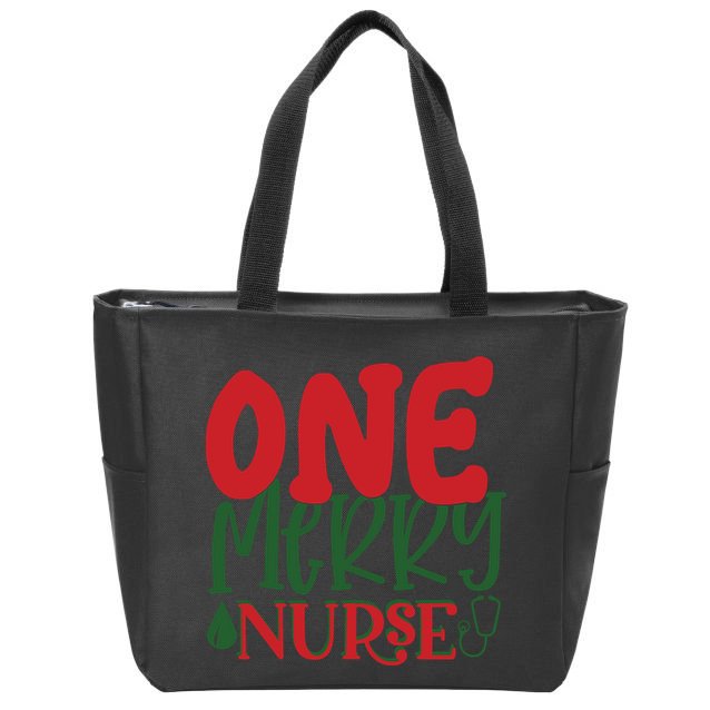 One Merry Nurse Christmas Holiday Zip Tote Bag