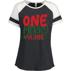 One Merry Nurse Christmas Holiday Enza Ladies Jersey Colorblock Tee