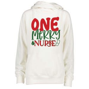 One Merry Nurse Christmas Holiday Womens Funnel Neck Pullover Hood