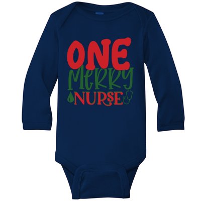 One Merry Nurse Christmas Holiday Baby Long Sleeve Bodysuit