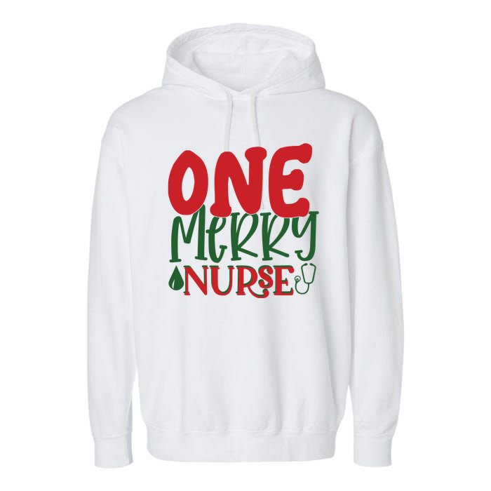 One Merry Nurse Christmas Holiday Garment-Dyed Fleece Hoodie