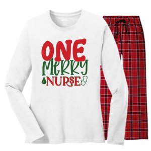 One Merry Nurse Christmas Holiday Women's Long Sleeve Flannel Pajama Set 