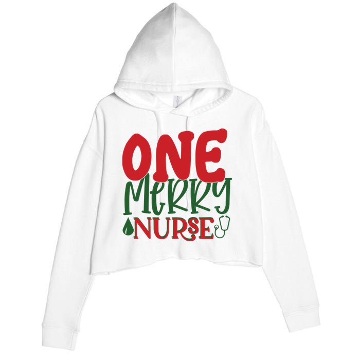 One Merry Nurse Christmas Holiday Crop Fleece Hoodie