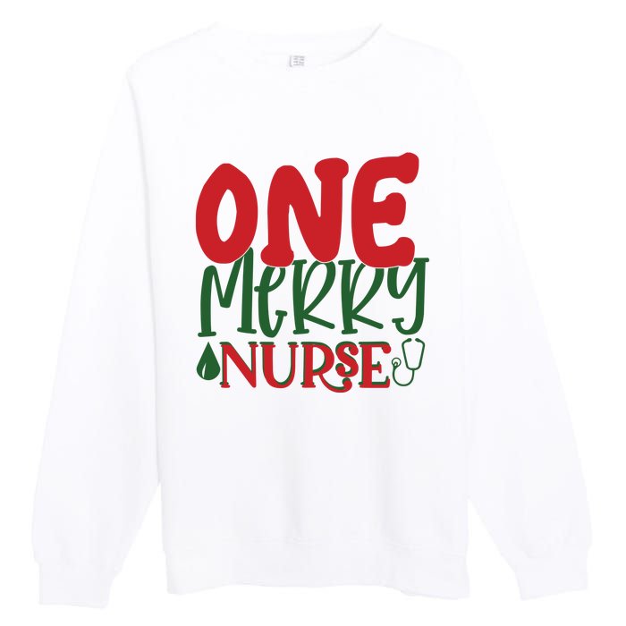 One Merry Nurse Christmas Holiday Premium Crewneck Sweatshirt