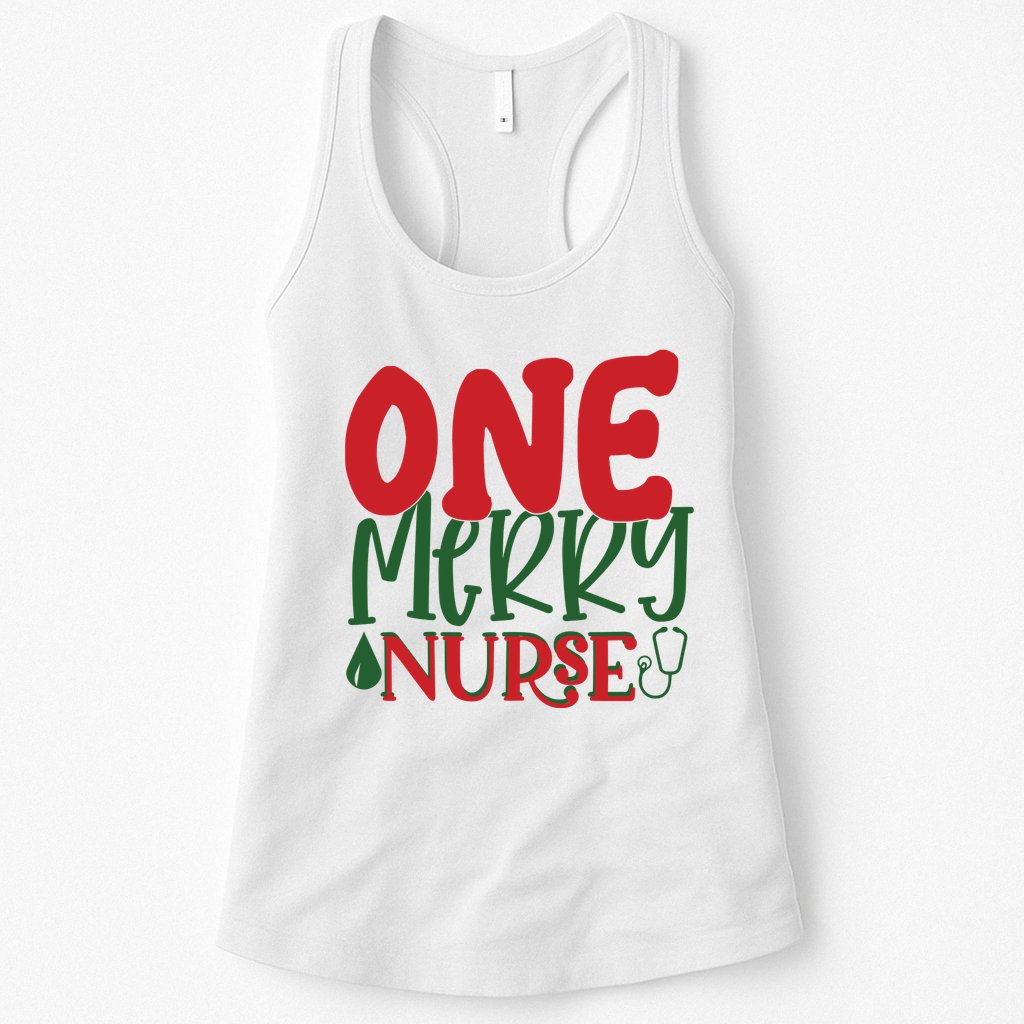 One Merry Nurse Christmas Holiday Womens Tank Top