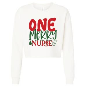 One Merry Nurse Christmas Holiday Cropped Pullover Crew