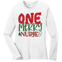 One Merry Nurse Christmas Holiday Ladies Long Sleeve Shirt