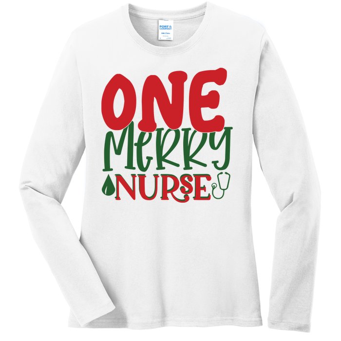 One Merry Nurse Christmas Holiday Ladies Long Sleeve Shirt