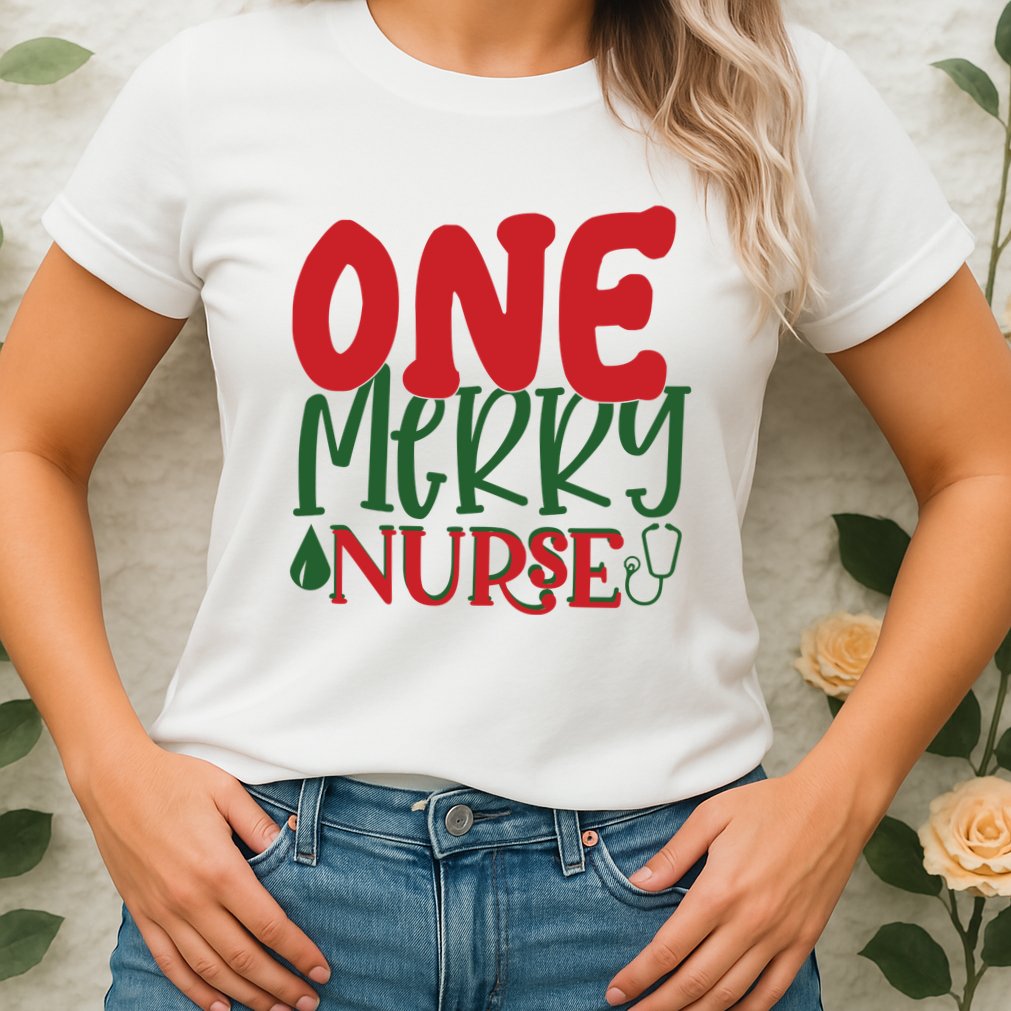 One Merry Nurse Christmas Holiday Womens T-Shirt