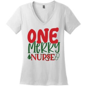 One Merry Nurse Christmas Holiday Women's V-Neck T-Shirt