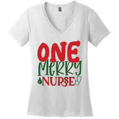One Merry Nurse Christmas Holiday Women's V-Neck T-Shirt