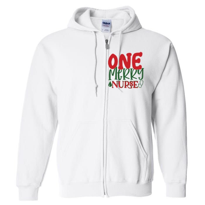 One Merry Nurse Christmas Holiday Full Zip Hoodie