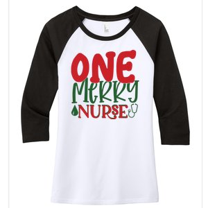 One Merry Nurse Christmas Holiday Women's Tri-Blend 3/4-Sleeve Raglan Shirt