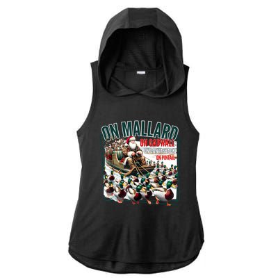 On Mallard On Gadwall Christmas Funny Duck Hunting Santa Ladies PosiCharge Tri-Blend Wicking Draft Hoodie Tank