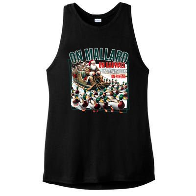 On Mallard On Gadwall Christmas Funny Duck Hunting Santa Ladies PosiCharge Tri-Blend Wicking Tank