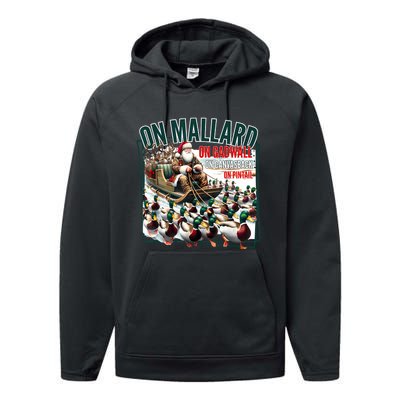 On Mallard On Gadwall Christmas Funny Duck Hunting Santa Performance Fleece Hoodie