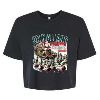 On Mallard On Gadwall Christmas Funny Duck Hunting Santa Bella+Canvas Jersey Crop Tee