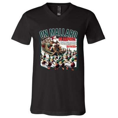 On Mallard On Gadwall Christmas Funny Duck Hunting Santa V-Neck T-Shirt