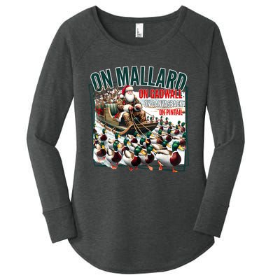 On Mallard On Gadwall Christmas Funny Duck Hunting Santa Women's Perfect Tri Tunic Long Sleeve Shirt