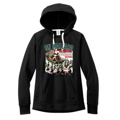 On Mallard On Gadwall Christmas Funny Duck Hunting Santa Women's Fleece Hoodie