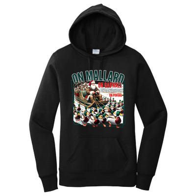 On Mallard On Gadwall Christmas Funny Duck Hunting Santa Women's Pullover Hoodie