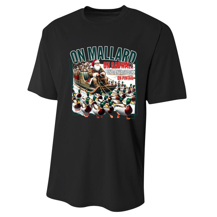 On Mallard On Gadwall Christmas Funny Duck Hunting Santa Performance Sprint T-Shirt