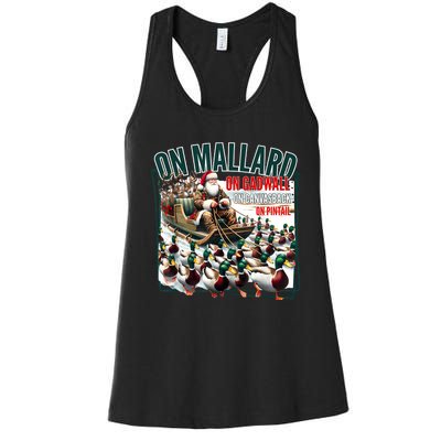 On Mallard On Gadwall Christmas Funny Duck Hunting Santa Women's Racerback Tank