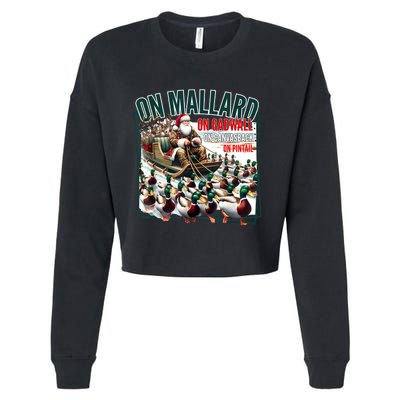 On Mallard On Gadwall Christmas Funny Duck Hunting Santa Cropped Pullover Crew