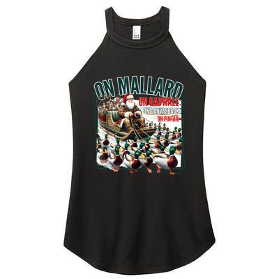 On Mallard On Gadwall Christmas Funny Duck Hunting Santa Women's Perfect Tri Rocker Tank