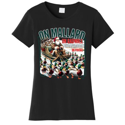 On Mallard On Gadwall Christmas Funny Duck Hunting Santa Women's T-Shirt