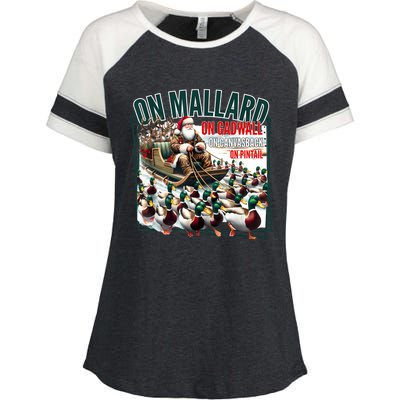 On Mallard On Gadwall Christmas Funny Duck Hunting Santa Enza Ladies Jersey Colorblock Tee