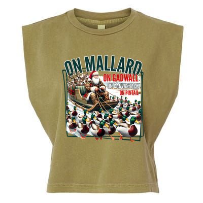 On Mallard On Gadwall Christmas Funny Duck Hunting Santa Garment-Dyed Women's Muscle Tee