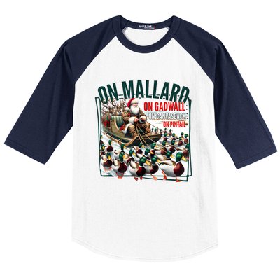 On Mallard On Gadwall Christmas Funny Duck Hunting Santa Baseball Sleeve Shirt