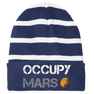 Occupy Mars Striped Beanie with Solid Band