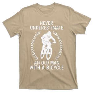 Old Man On Mountain Bike Bicycle Dad Pensioner Biker T-Shirt