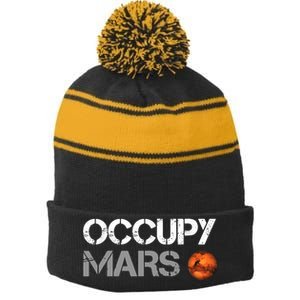 Occupy Mars Stripe Pom Pom Beanie