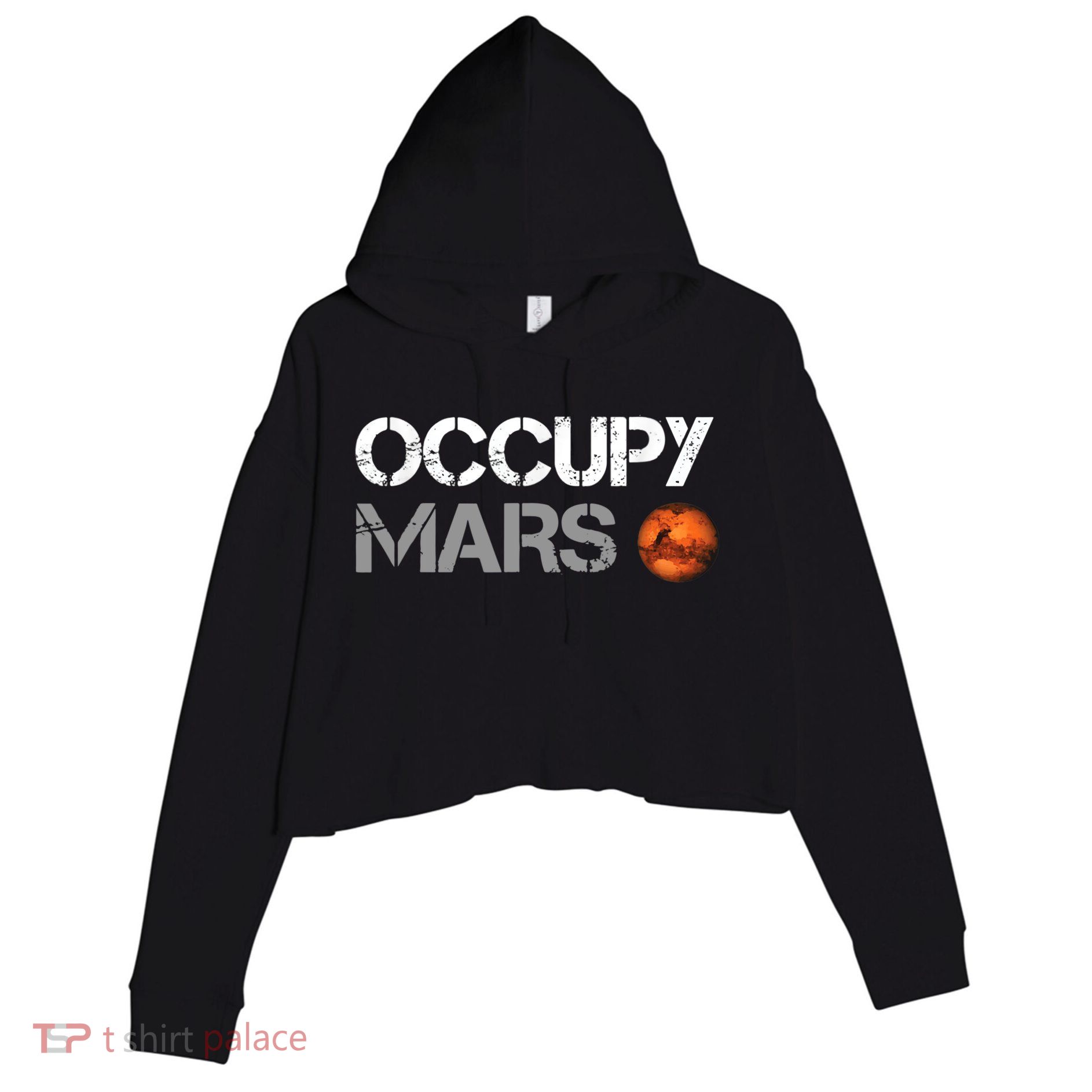 Occupy Mars Crop Fleece Hoodie
