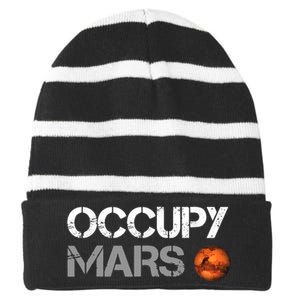 Occupy Mars Striped Beanie with Solid Band