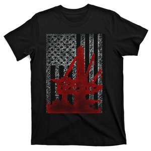 Oilfield Man Oilworker Us Flag Oil Rig Drilling Patch Gift T-Shirt