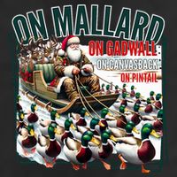 On Mallard On Gadwall Christmas Funny Duck Hunting Santa 7 Panel Mesh Trucker Snapback Hat