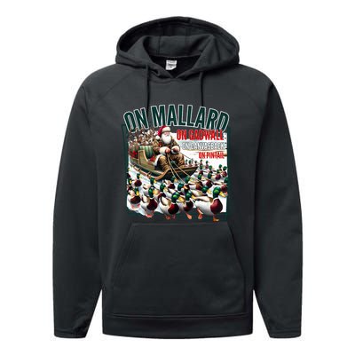 On Mallard On Gadwall Christmas Funny Duck Hunting Santa Performance Fleece Hoodie