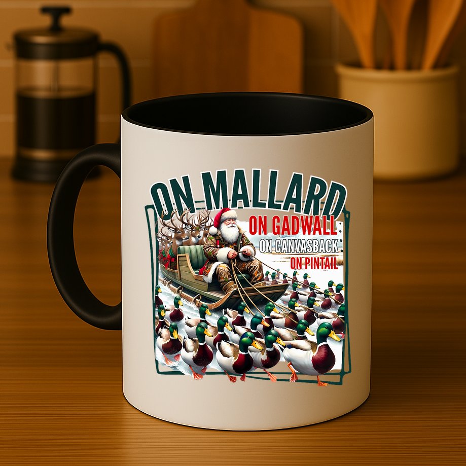 On Mallard On Gadwall Christmas Funny Duck Hunting Santa Mug