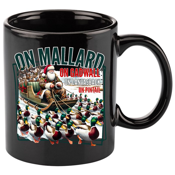 On Mallard On Gadwall Christmas Funny Duck Hunting Santa 11oz C Handle Ceramic Mug