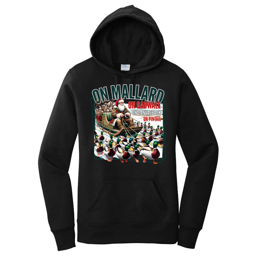 On Mallard On Gadwall Christmas Funny Duck Hunting Santa Women's Pullover Hoodie
