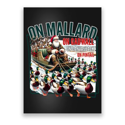 On Mallard On Gadwall Christmas Funny Duck Hunting Santa Poster