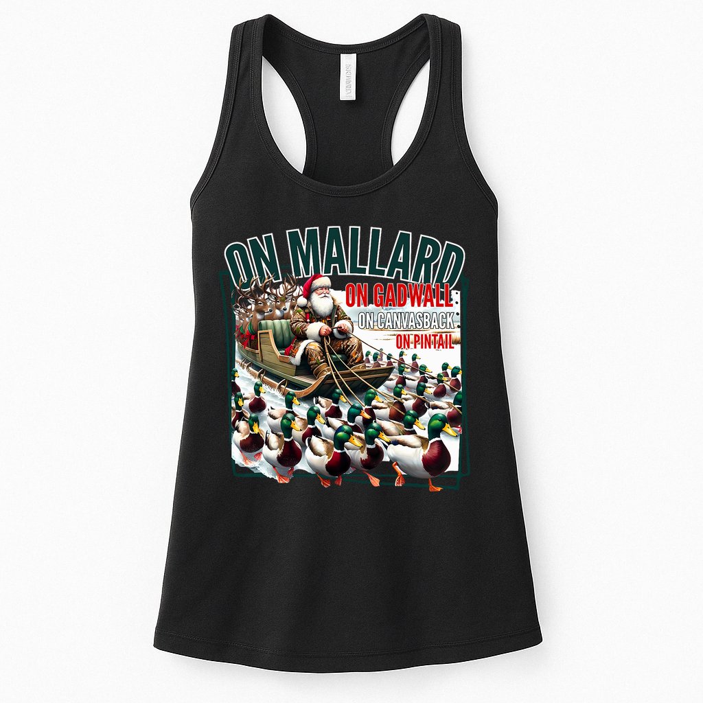 On Mallard On Gadwall Christmas Funny Duck Hunting Santa Womens Tank Top