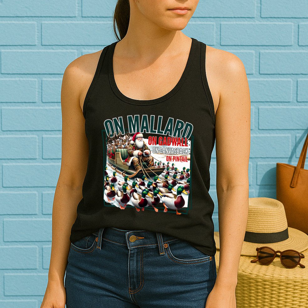 On Mallard On Gadwall Christmas Funny Duck Hunting Santa Womens Tank Top