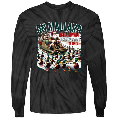 On Mallard On Gadwall Christmas Funny Duck Hunting Santa Tie-Dye Long Sleeve Shirt