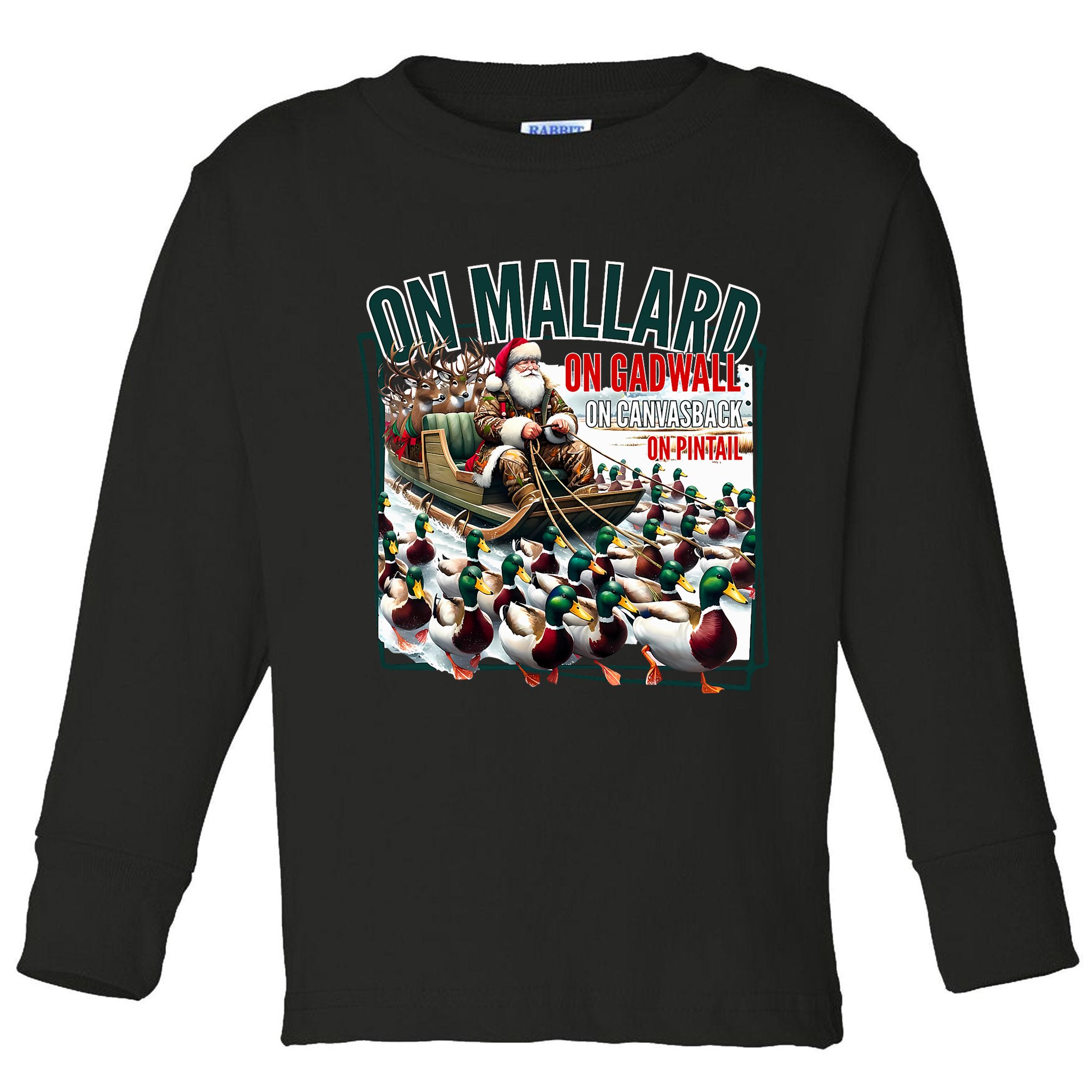 On Mallard On Gadwall Christmas Funny Duck Hunting Santa Toddler Long Sleeve Shirt