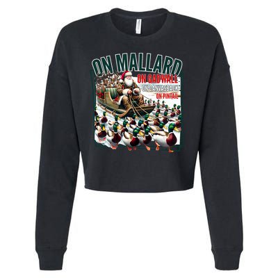 On Mallard On Gadwall Christmas Funny Duck Hunting Santa Cropped Pullover Crew